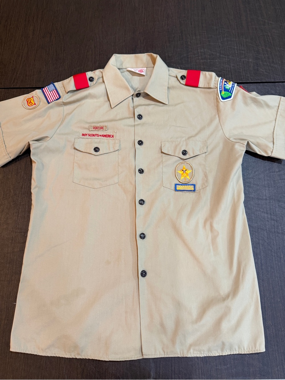 Boy Scout Men’s Khaki Short Sleeve Shirt - Tan Sz L